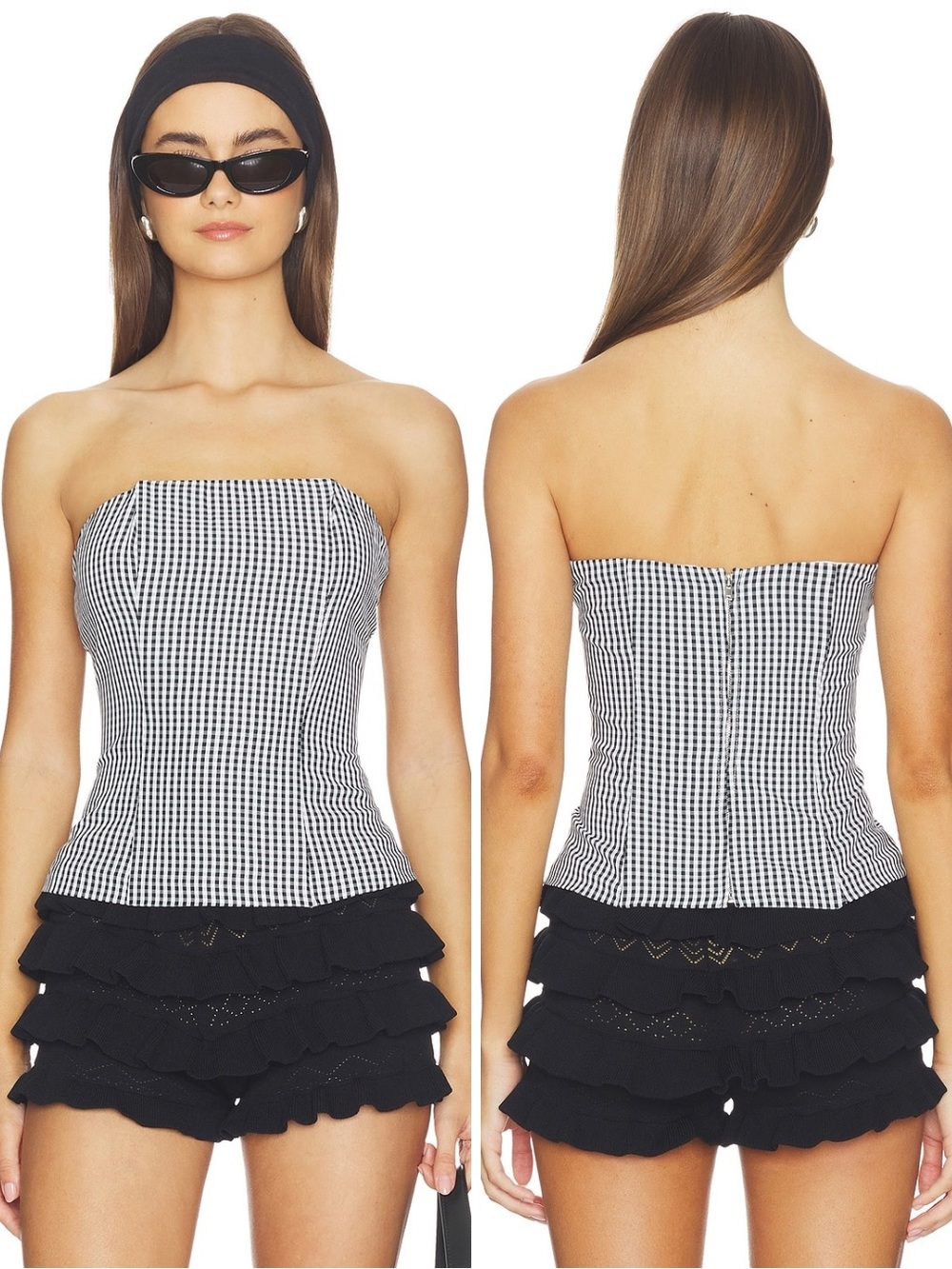 NWT More To Come x Revolve Tina Corset Top in Black Gingham